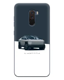 Чехол для Xiaomi POCO F1 с картинкой «Серебристый Cybertruck Tesla»