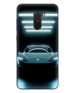 Чехол для Xiaomi POCO F1 с картинкой «Tesla в неоне»