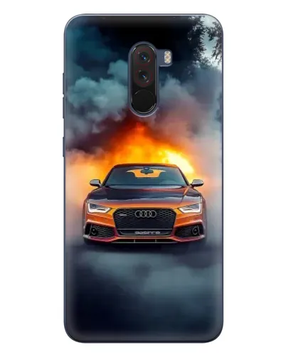 Чехол для Xiaomi POCO F1 с картинкой «Audi в огненном дыму»