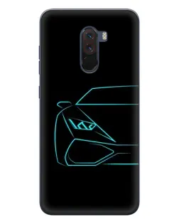 Чехол для Xiaomi POCO F1 с картинкой «Голубой силуэт Lamborghini»