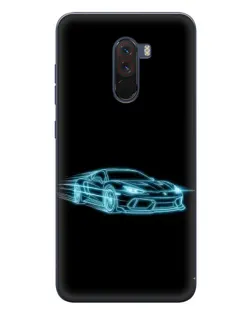 Чехол для Xiaomi POCO F1 с картинкой «Неоновый контур Lamborghini»