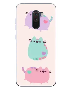 Чехол для Xiaomi POCO F1 с картинкой «Pusheen трио»