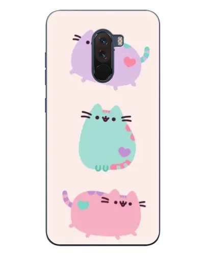 Чехол для Xiaomi POCO F1 с картинкой «Pusheen трио»