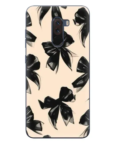 Чехол для Xiaomi POCO F1 с картинкой «Паттерн черные банты»