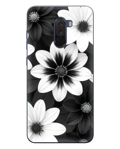 Чехол для Xiaomi POCO F1 с картинкой «Монохромные астры»
