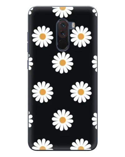 Чехол для Xiaomi POCO F1 с картинкой «Ромашки на черном»