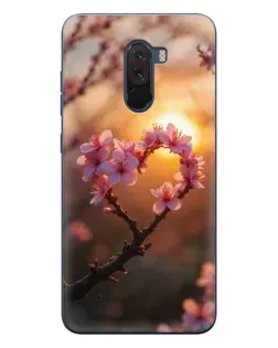 Чехол для Xiaomi POCO F1 с картинкой «Розовый цвет сердце на фоне заката»