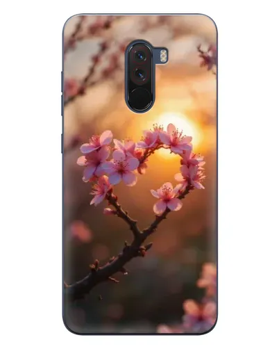Чехол для Xiaomi POCO F1 с картинкой «Розовый цвет сердце на фоне заката»