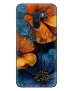 Чехол для Xiaomi POCO F1 с картинкой «Яркая сине-оранжевая флора»