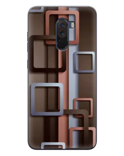 Чехол для Xiaomi POCO F1 с картинкой «Коричневые объемные квадраты»