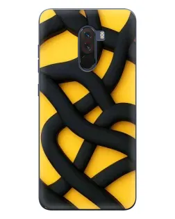 Чехол для Xiaomi POCO F1 с картинкой «Черное желтое переплетение»