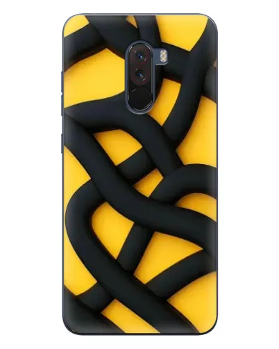 Чехол для Xiaomi POCO F1 с картинкой «Черное желтое переплетение»