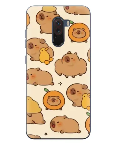 Чехол для Xiaomi POCO F1 с картинкой «Капибары с апельсинами»