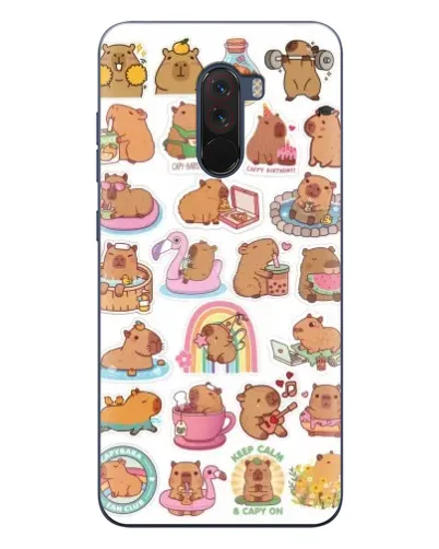 Чехол для Xiaomi POCO F1 с картинкой «Капибары набор»