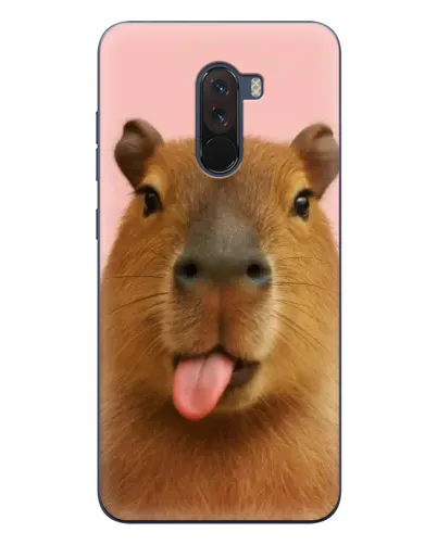 Чехол для Xiaomi POCO F1 с картинкой «Капибара с языком»