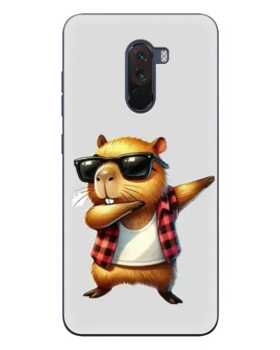 Чехол для Xiaomi POCO F1 с картинкой «Капибара рэпер даб»