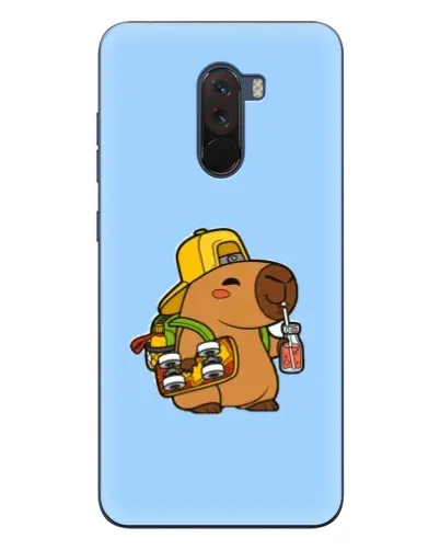 Чехол для Xiaomi POCO F1 с картинкой «Капибара на скейте»