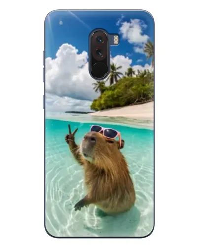 Чехол для Xiaomi POCO F1 с картинкой «Капибара на море»