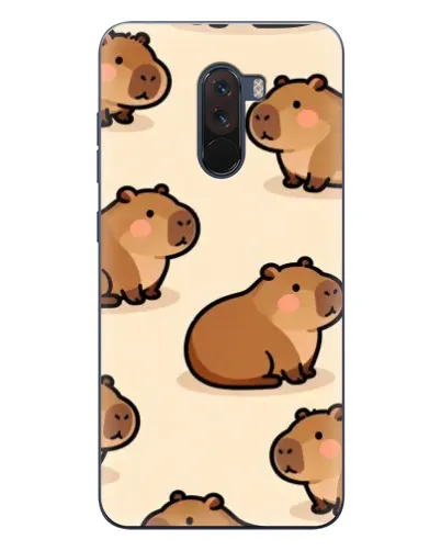 Чехол для Xiaomi POCO F1 с картинкой «Паттерн милых капибар»