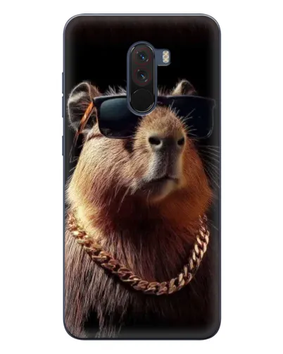 Чехол для Xiaomi POCO F1 с картинкой «Капибара золотая цепь»