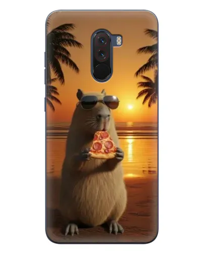 Чехол для Xiaomi POCO F1 с картинкой «Капибара с пиццей»