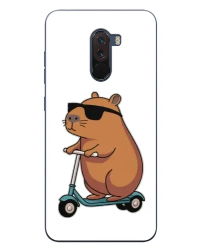 Чехол для Xiaomi POCO F1 с картинкой «Капибара на самокате»
