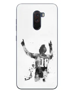 Чехол для Xiaomi POCO F1 с картинкой «Черно-белый силуэт Месси»