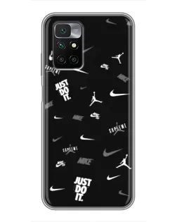 Чехол для Xiaomi Redmi 10 с картинкой «Nike Black Pattern»
