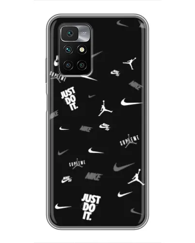 Чехол для Xiaomi Redmi 10 с картинкой «Nike Black Pattern»