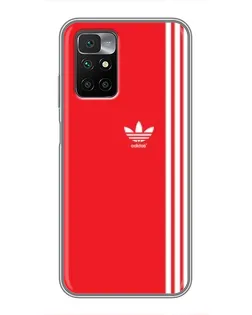 Чехол для Xiaomi Redmi 10 с картинкой «Красный минимализм Adidas»