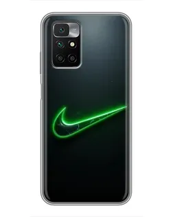 Чехол для Xiaomi Redmi 10 с картинкой «Неоновый контур Nike»