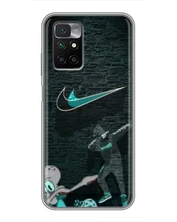 Чехол для Xiaomi Redmi 10 с картинкой «Спортивный арт Nike»
