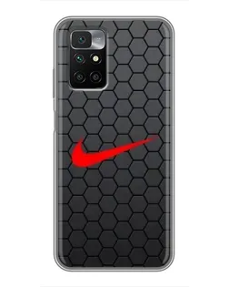 Чехол для Xiaomi Redmi 10 с картинкой «Nike — карбоновая сетка»