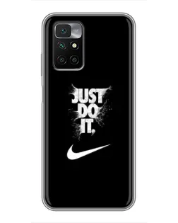 Чехол для Xiaomi Redmi 10 с картинкой «Текстовый принт Nike»