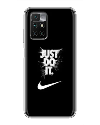 Чехол для Xiaomi Redmi 10 с картинкой «Текстовый принт Nike»