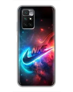 Чехол для Xiaomi Redmi 10 с картинкой «Огненный логотип Nike»