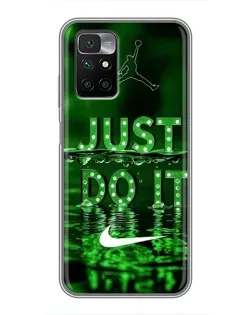 Чехол для Xiaomi Redmi 10 с картинкой «Зеленый неоновый Nike»