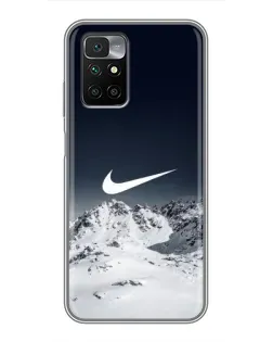 Чехол для Xiaomi Redmi 10 с картинкой «Nike — зимние горы»