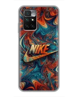 Чехол для Xiaomi Redmi 10 с картинкой «Nike в абстракции»