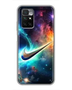 Чехол для Xiaomi Redmi 10 с картинкой «Космический Nike Swoosh»