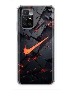 Чехол для Xiaomi Redmi 10 с картинкой «Nike — эффект разломов»