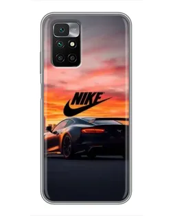 Чехол для Xiaomi Redmi 10 с картинкой «Nike и суперкар»