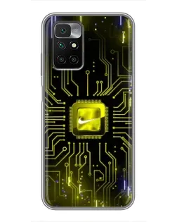 Чехол для Xiaomi Redmi 10 с картинкой «Nike — золотая искра»