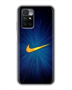 Чехол для Xiaomi Redmi 10 с картинкой «Синий пульс Nike»