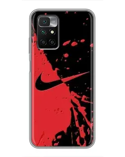 Чехол для Xiaomi Redmi 10 с картинкой «Красные брызги Nike»