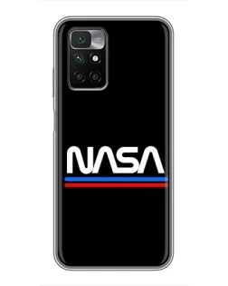 Чехол для Xiaomi Redmi 10 с картинкой «NASA — классика Red Blue»