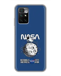 Чехол для Xiaomi Redmi 10 с картинкой «NASA — лунная миссия»