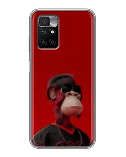Чехол для Xiaomi Redmi 10 с картинкой «Bored Ape в красном»