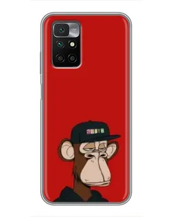 Чехол для Xiaomi Redmi 10 с картинкой «Bored Ape — красный фон»