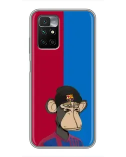 Чехол для Xiaomi Redmi 10 с картинкой «Bored Ape — фанат Барсы»